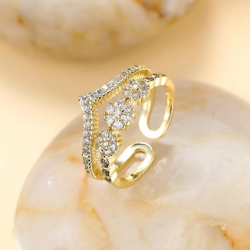 Hot Selling Double-layer V-shaped Open Ring, Fashionable, Personalized and Versatile Rings