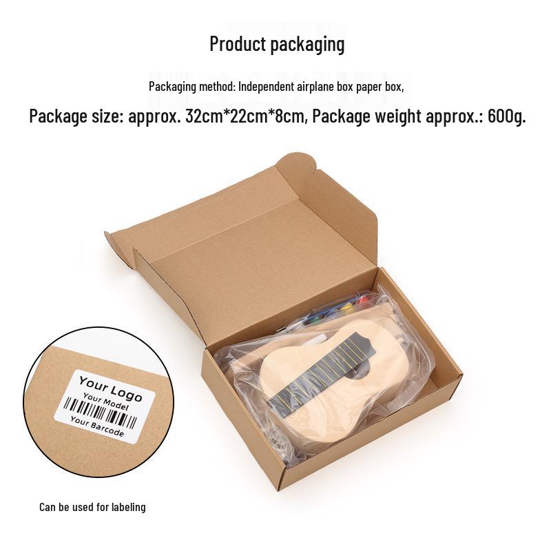 21" DIY Wooden Ukulele Craft Kit - Paint Your Own Small Guitar Toy Gift