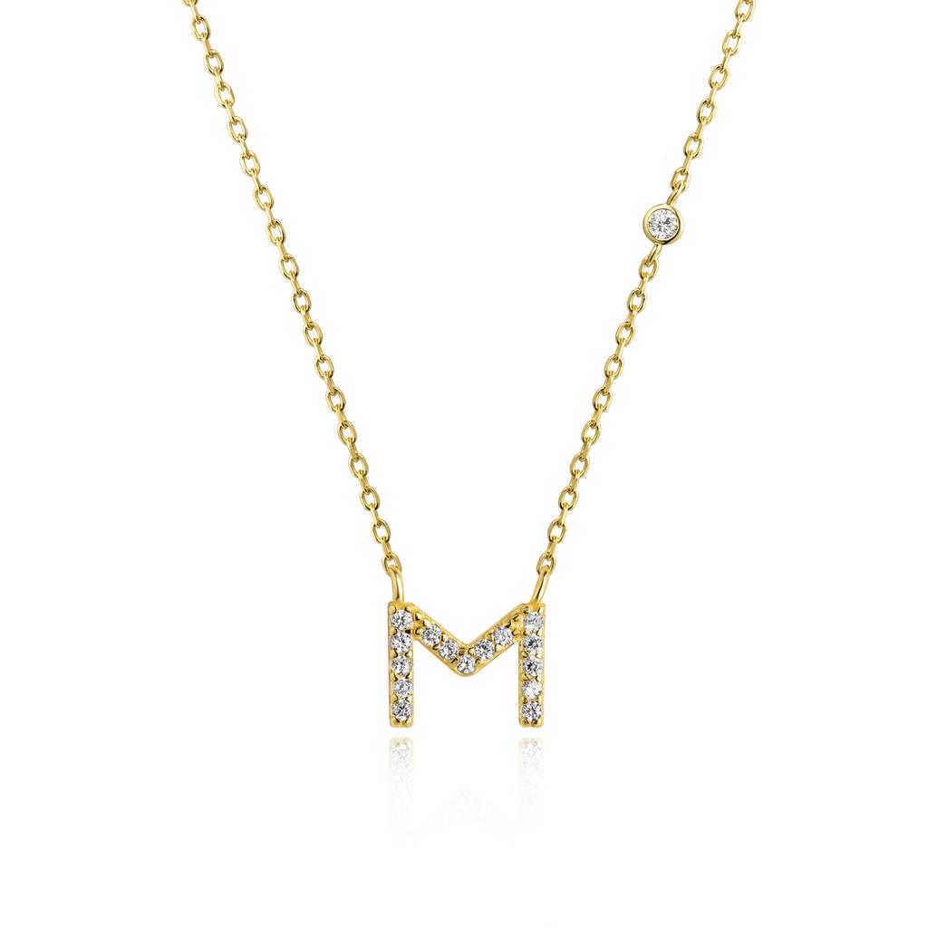 ANDYWEN 925 Silver Gold Small 26 Letters A- Z Zircon CZ Pendant Monogram Necklace Me Initial Alphabet M A Jewelry