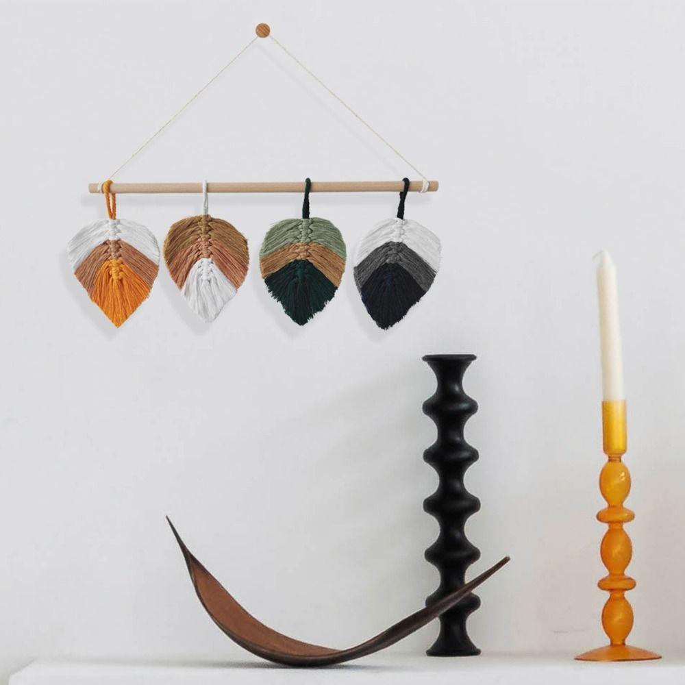 

Crafts Bohemian Leaf Tapestry Nordic Hand-woven Hanging Tapestry Background Wall