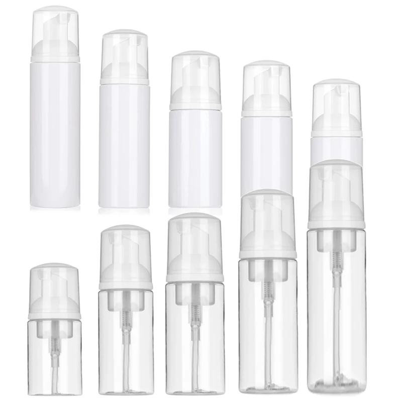 12pcs 30/50/60/100/150/200ml Plastic Transparen Foam Pump Bottle Empty Cosmetic White Soap Dispenser Foaming Bottle with Pump