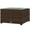 62 X 62cm Glass Top Rattan Side Table Brown