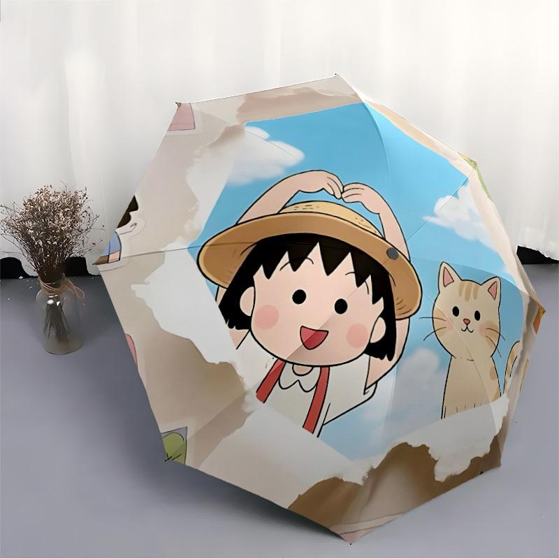 1pc Chibi Maruko-chan Cat Automatic Folding Umbrella - Lightweight, Retractable Design with 8-Rib Durability, Perfect for Outdoor45