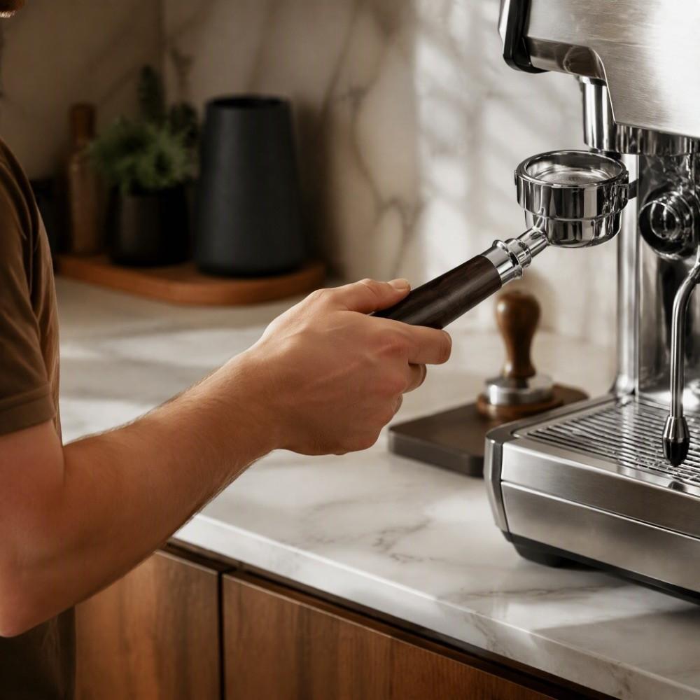 Stainless Steel and Wooden Handle Bottomless Portafilter for Delonghi EC0680 Espresso Brewing