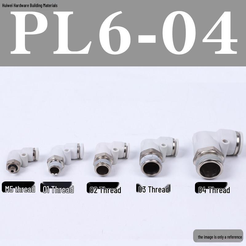 Pneumatic Tube Quick Connector: PL8-02, 4-M5, 6-01, 10-03, 12-04 Threaded Elbow