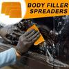 6Pcs Plastic Body Filler Spreader Kit, reusable tool set for automotive body repair, ideal for applying fillers, putties, glazes