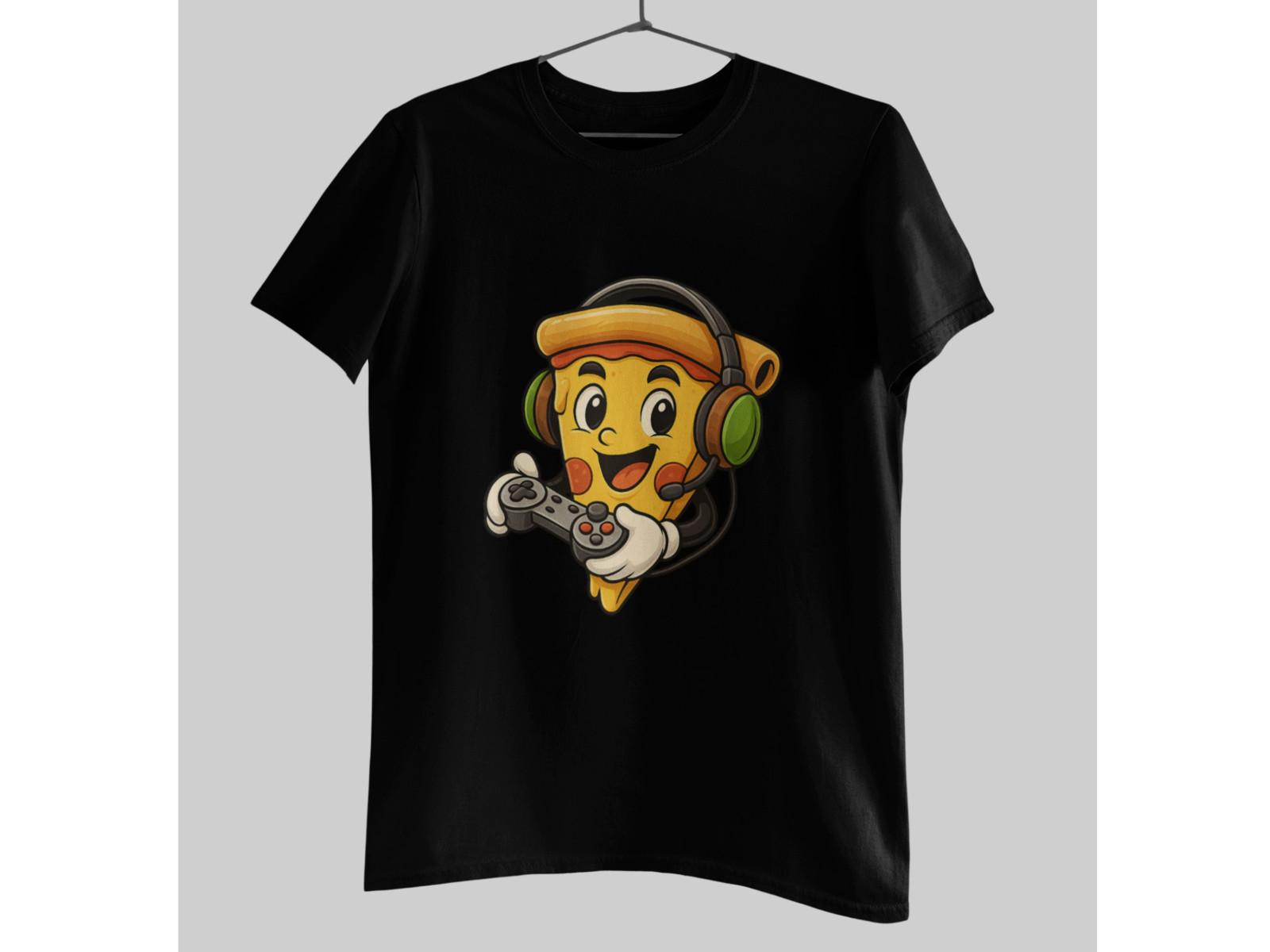 Gamer Pizza T-Shirt Cute Pizza Slice Gaming Controller Cartoon Tee 100% Softstyl XL