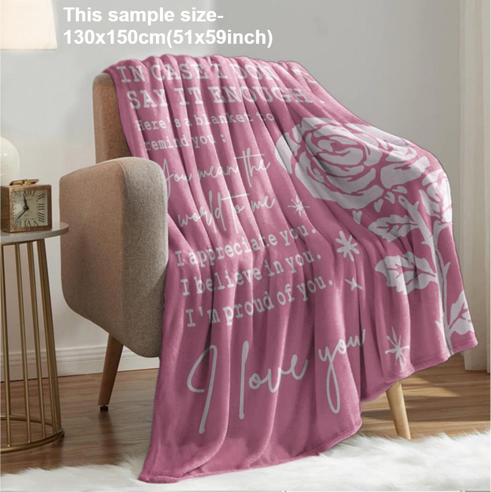 

1PC Pink Love Blanket For Family member Friends Anniversary Birthday Gifts for Festival Gifts Soft Warm Blankets all season use 75cmx90cm
