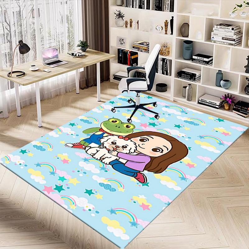 1PC Girl Dog Extra Large Non Slip Floor carpet, Office, family, bedroom, Studio Large Area Rug Indoor Rugs