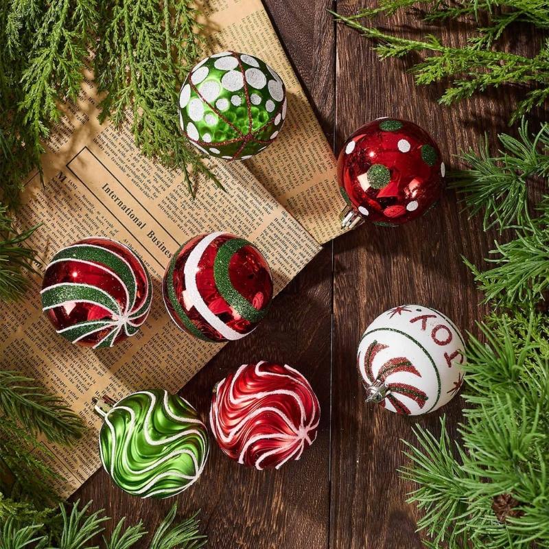 Holiday Ornament Assortment PVC Hanging Tree Trim for Christmas Indoor Display and Seasonal Room Styling for Tree Use