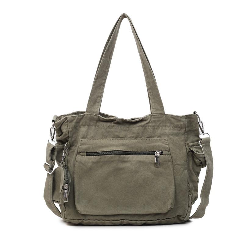 New Casual Simple Large-capacity Tote Bag New Canvas Bag Solid Color Student Fashion Messenger Dumpling Bag