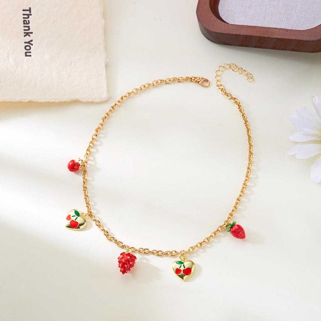Cherry Strawberry Pendant Clavicle Necklace - High-End Versatile Jewelry