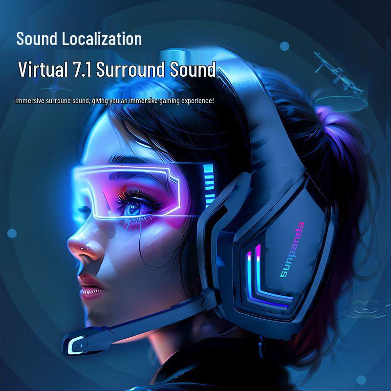 Gaming USB Headphones: Noise-Cancelling with Cool Lighting Effects for PC & Laptop