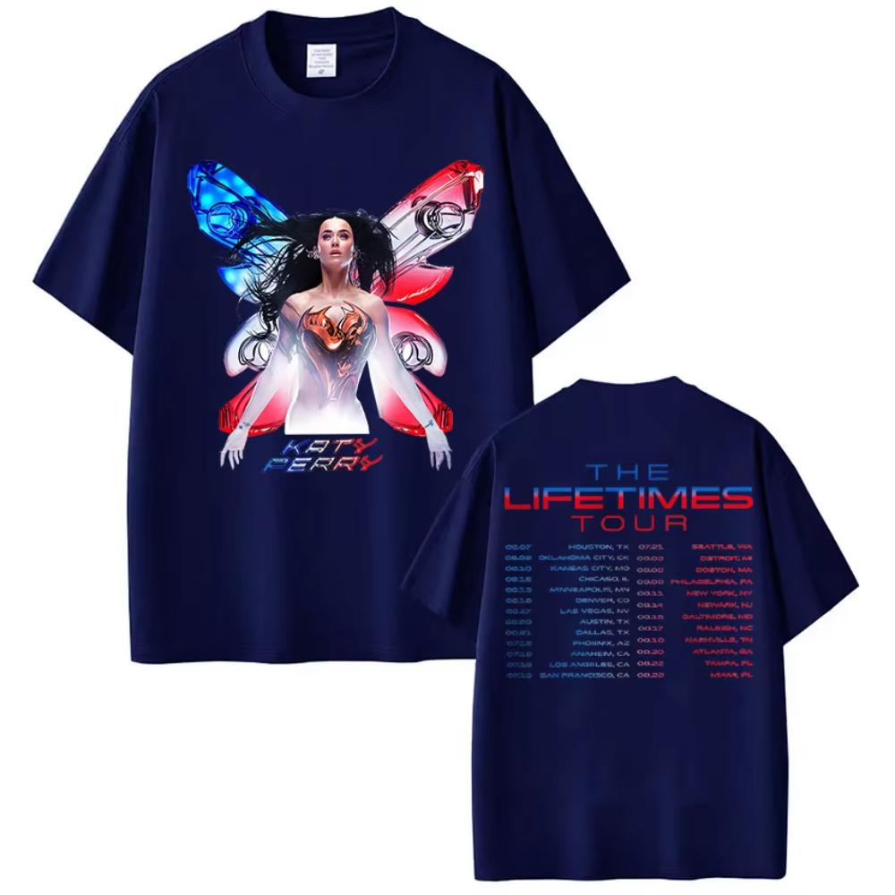 Singer Katy Perry The Lifetimes Tour 2025 New T Shirt Mens Women Clothing Loose Aesthetic Tshirt Casual Oversized Cotton Tshirt