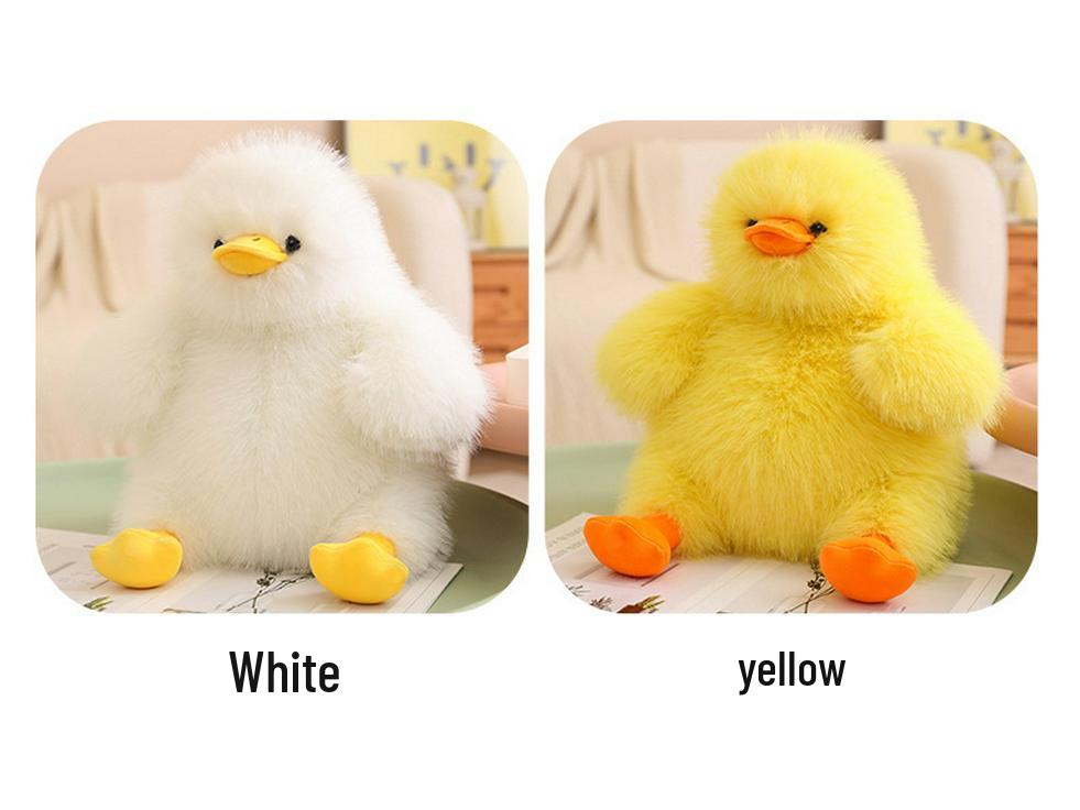 Adorable Yellow Long-Haired Plush Duck Doll - Huggable Stuffed Animal Pillow Gift