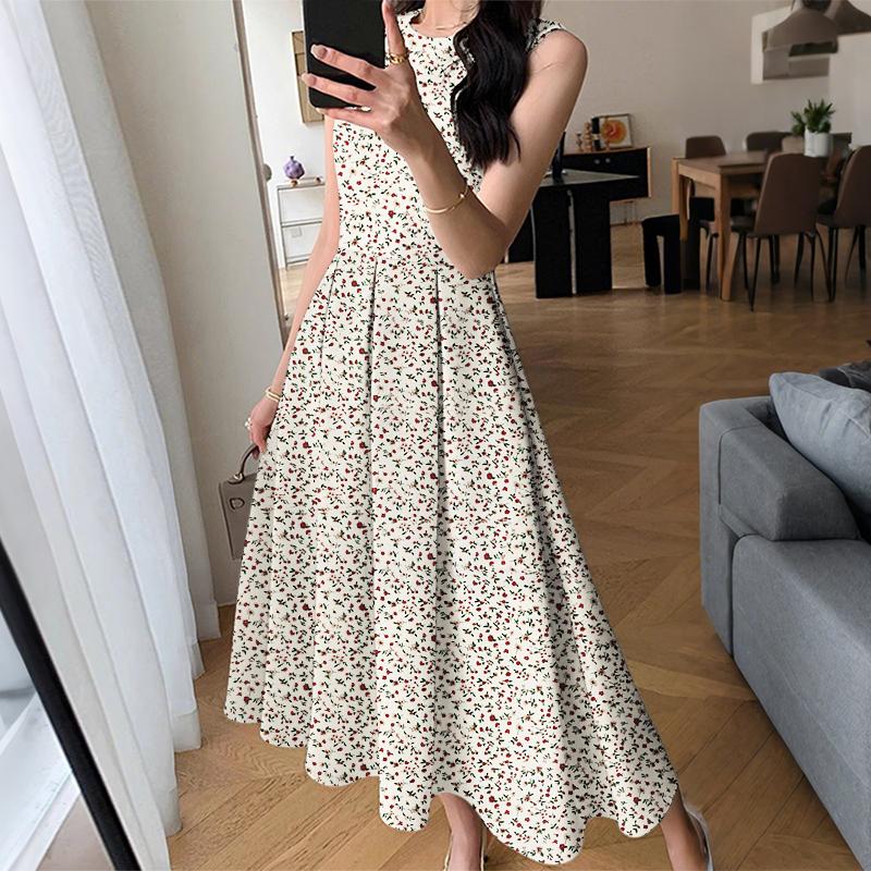ZANZEA Women Casual Round Neck Summer Sleeveless Floral Print Dress