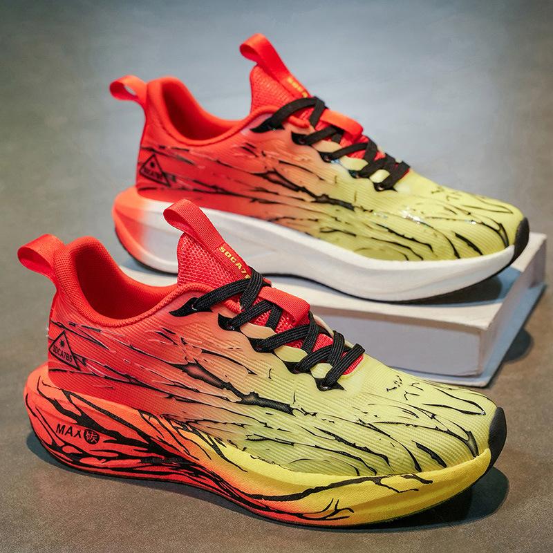New fashion outdoor leisure breathable comfortable running shoes carbon plate high elastic shock absorption student training sports shoes