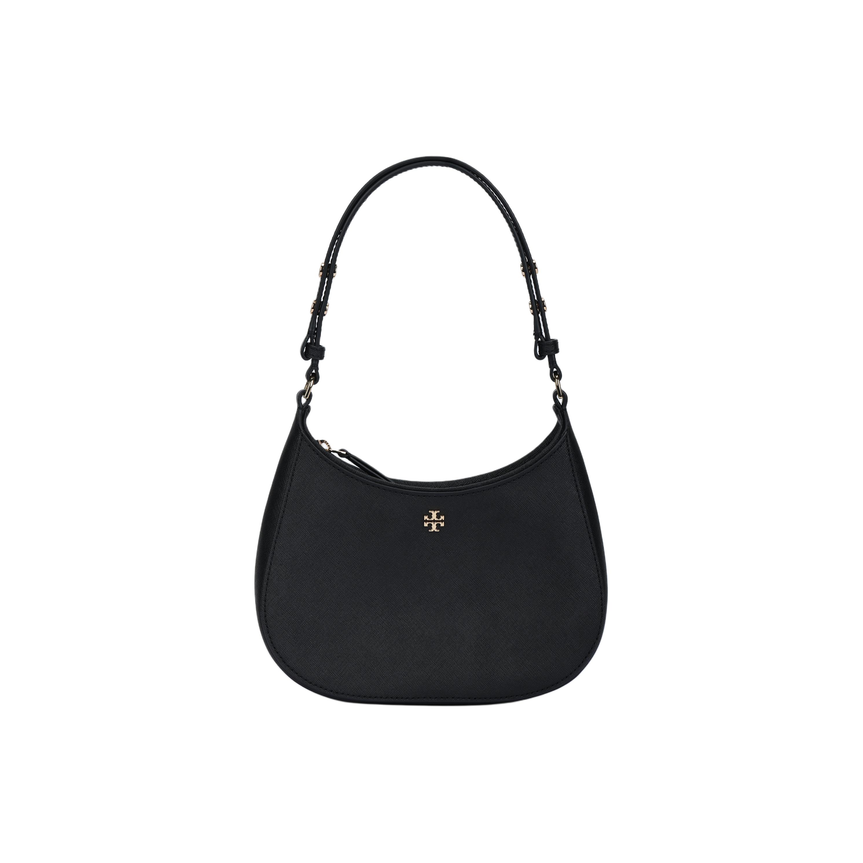 

Tory Burch Emerson Minimalist Fashion Zipper Open Texture Underarm Bag Women Handbag Black 150258-001 Basic Set (Bag+Dust Bag)