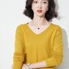 Autumn/Winter Women's Wool Sweater: Round & V-Neck, Rolled Edge, Long Sleeve, Thin Knit Top