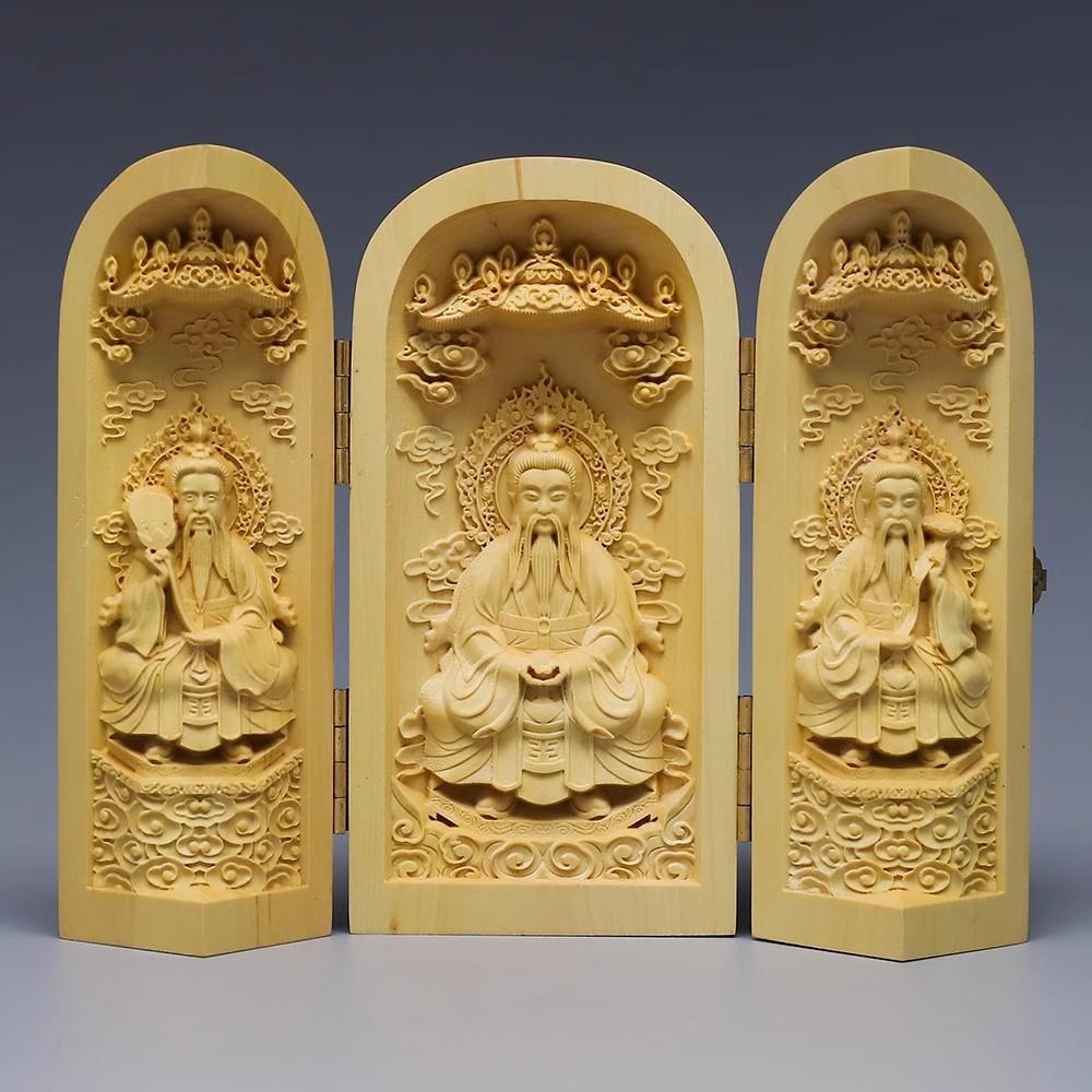Skládací krabička Ozdoba sochy Buddhy, Sochy Guanyin, 3,93" Dřevořezba Západní Sansheng Řemesla Kancelář Domácí dekorace dárek