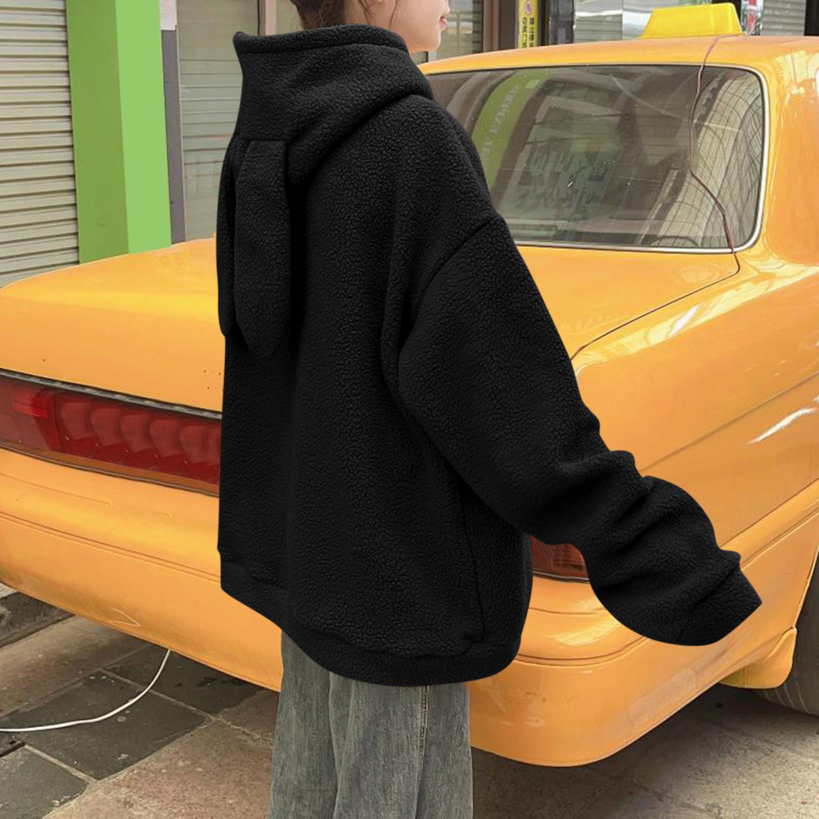 Женская повседневная модная однотонная толстовка с длинными рукавами и капюшоном M красный — фото 4