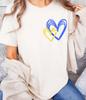 Womens Ukrainian Love Heart Print TShirt with Yellow Blue Hearts Short Sleeve Crew Neck Casual Top Summer Comfortable Fit Shirt
