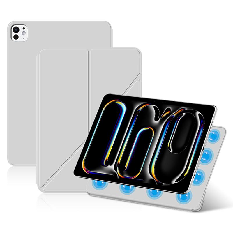For iPad Pro 11 (2025)/11 (2024) Case Magnetic Attachment PU Leather Origami Stand Tablet Cover