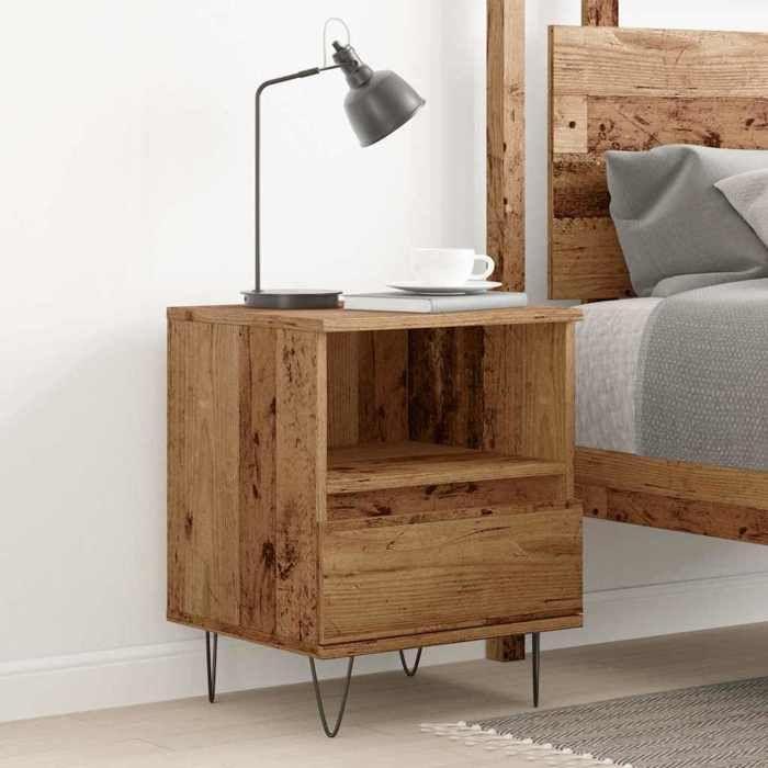 VidaXL Bedside Table Old Wood 40x35x50 Cm Engineered Wood, Side Table, Bedside Cabinet, Side Table for the 857358