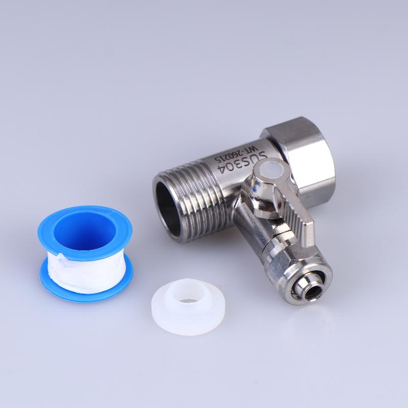 Sliver RO Feed Water Adapter 1/2 to 1/4 3/8 Shut Off Ball Valve Corrosion Resistant for Kitchen Under Sink Water Filter
