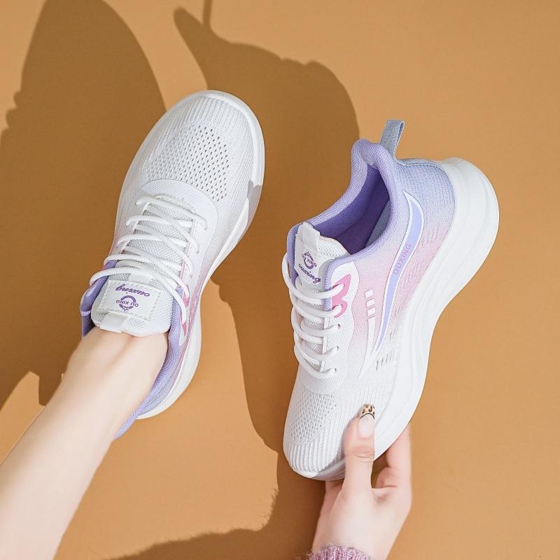 Women's Gradient Knit Sneakers Spring Lightweight Platform Athletic Shoes for Students,Breathable Casual Running Shoes