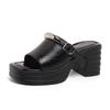 Fashion casual versatile one-word slippers women's 2025 summer new silver women's shoes small thick-soled heightening cool slippers