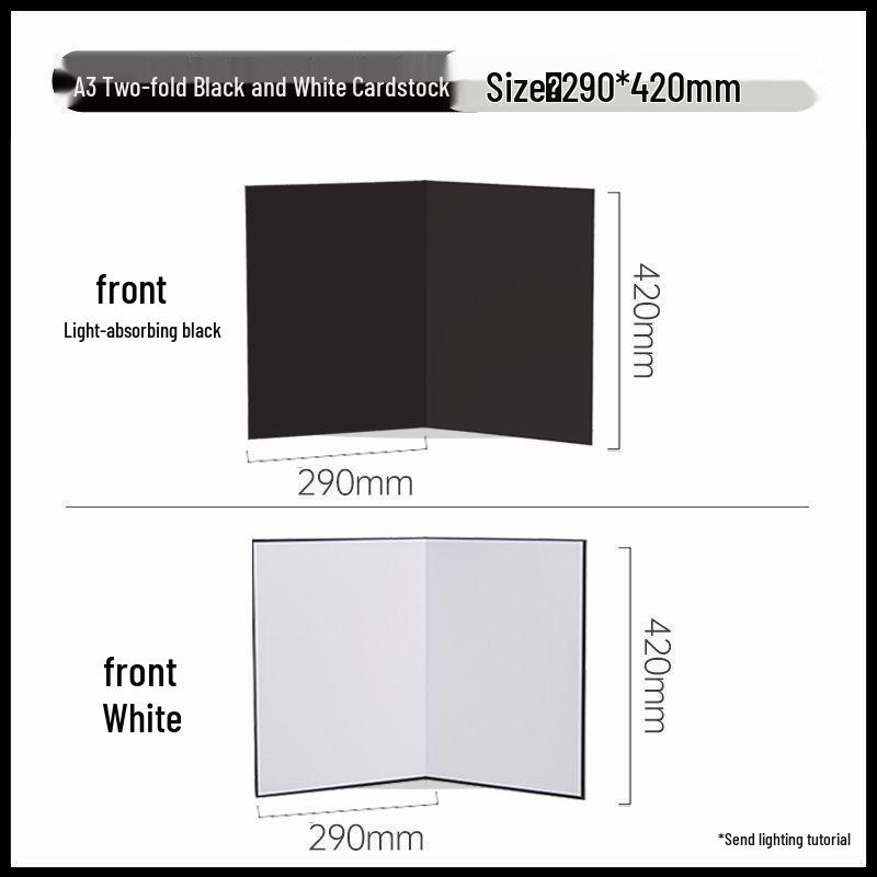 A3 Foldable Photography Reflector Fill Light Board - Black, White, Silver Card
