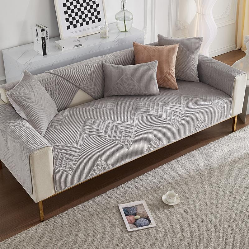 Sofa Cushion Four Seasons Universal Non-Slip Sofa Cover Short Plush Leather Cushion Cover Cloth Cover Modern Simple Thickened