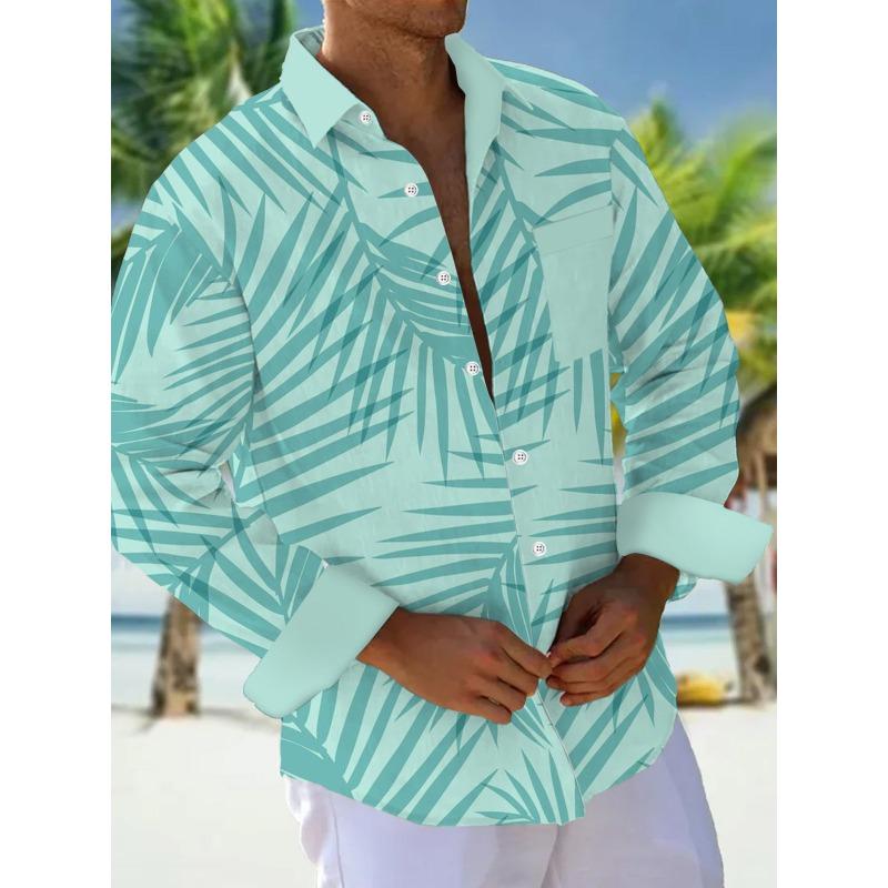 Men's shirts, button down shirts, casual shirts, spring and summer, printed long sleeves, daily, fashionable, comfortable