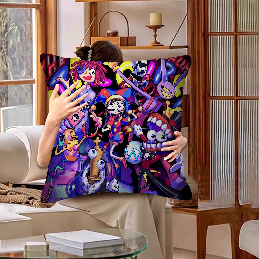 Anime The Amazing Digital Circus Cushion Cover Car Throw Pillow Case For Sofa Car Christmas Gift 40X40Cm 45X45Cm