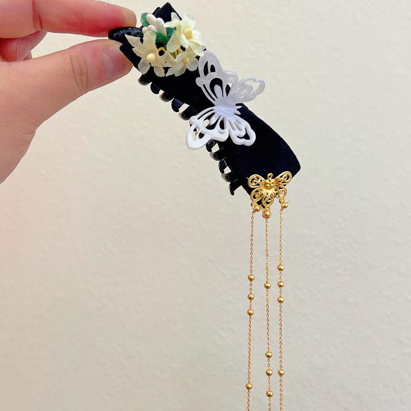 Ancient Style Hanfu Butterfly Tassel Hair Clip - Fairy Headdress Banana Clip
