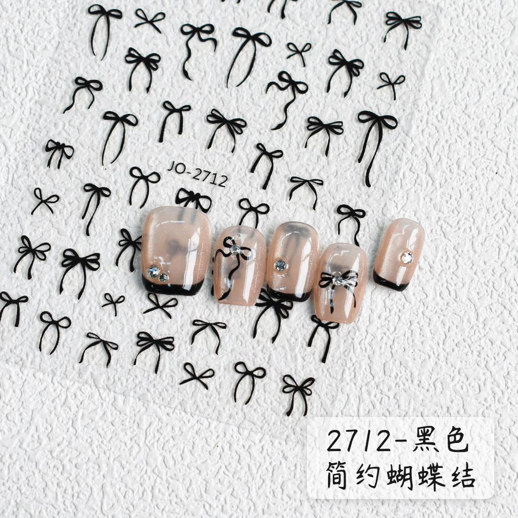 1Sheet Bowknot Lace Ribbon Nail Art Stickers Korean Sweet Style 3D Relief Art Decoration Self Adhesive Nails Decals