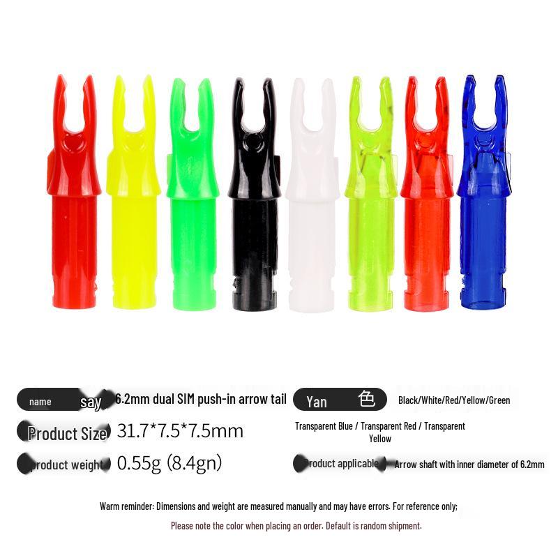 Multicolor Anti-Nail Plastic Arrow Nock with Inner Insert and Outer Wrap, Various Specifications Available.