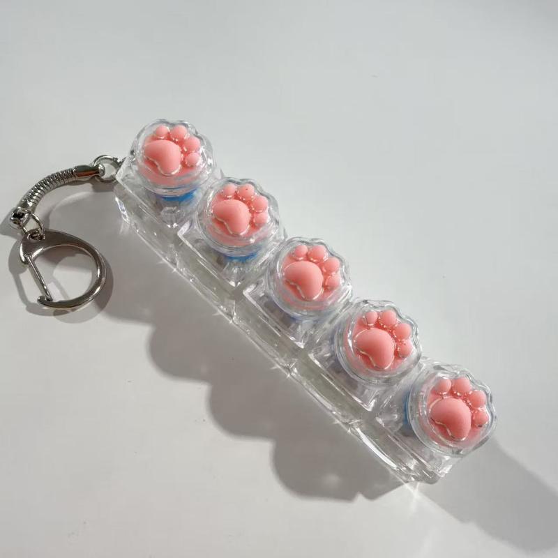 Cute Cat Claw Silicone Keyboard Button Fidget Toy Transparent Crystal Keycap Keychain Portable Anti-Stress Finger Relax Decompre
