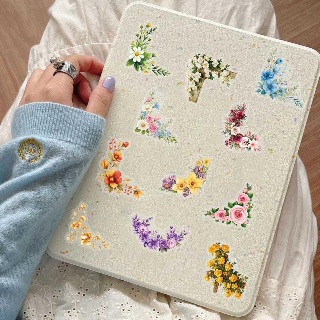 50Pcs/Set Healing Flower Frame Series 04 PET Stickers Waterproof DIY Fashion Doodle Decals Stickers