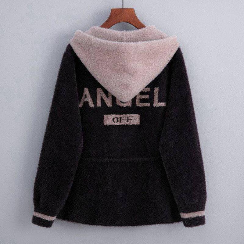 

Женский осенне-зимний кардиган из норкового флиса, осенний новый короткий топ-свитер, толстое пальто, весенне-осенний универсальный One size