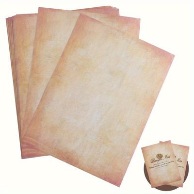 20 hárkov Vintage pergamenový papier – starožitné písacie potreby pre atramentové a laserové tlačiarne, ručné písanie – ideálne na scrapbooking, pozvánky, certifikáty