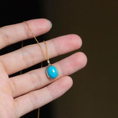 Oval Turquoise Necklaces Classic Charm New In Blue Pendant Minimally Designed Suitable for Daily Jewelry Gifts Accessories