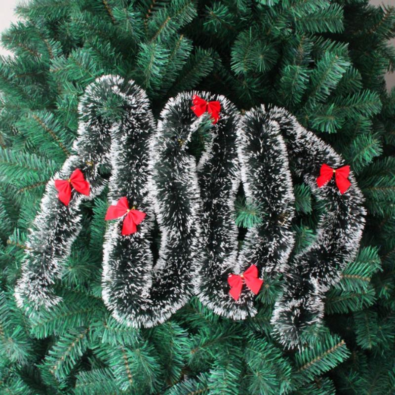 2pcs 2M Christmas Decoration Bar Tops Ribbon Garland Christmas Tree Ornaments Dark Green Cane Tinsel Party Supplies