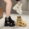 Fashion Thick soled Roman sponge cake hollowed out cool boots, fish mouth high heels, summer casual and comfortable sandals for women