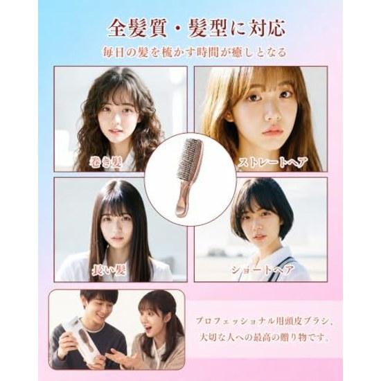 Hair Brush Cultivates Smooth Shiny Scalp Care Ladies Comb Wet Both Dry Use Tangle-Free Anti-Static Massage Loss Prevention Compact Gift Present Day