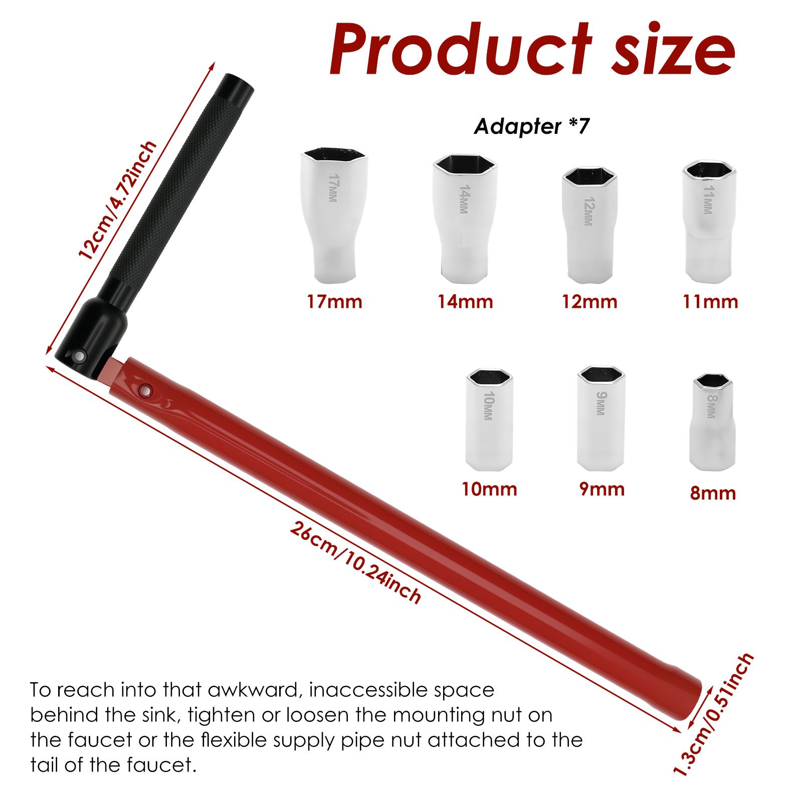 

Sink Faucet Wrench Kitchen Bathroom Tap Installation Tool Carbon Steel Tap Wrench Multifunction Water Pipe Repair Tools