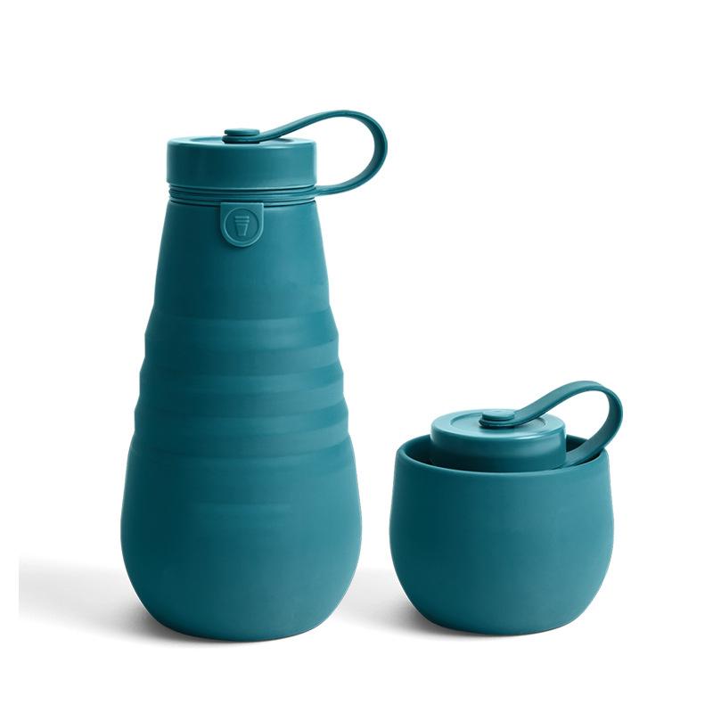 Botella de agua plegable de silicona, botella de agua comprimida, taza ajustable, para deportes, viajes, portátil, de gran tamaño, botella de agua para exteriores