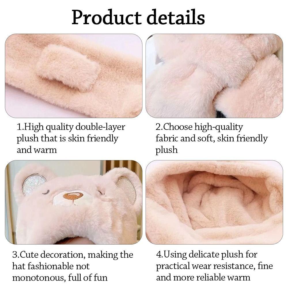 Warm Kids Scarf Hat Integrated Plush Beanie Hat Scarf Cute Ear Protection Cap  Boys Girls