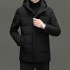 Mens Detachable Hooded Down Jacket Winter Short Warm Coat Middle-Aged Men Casual Daily Wear